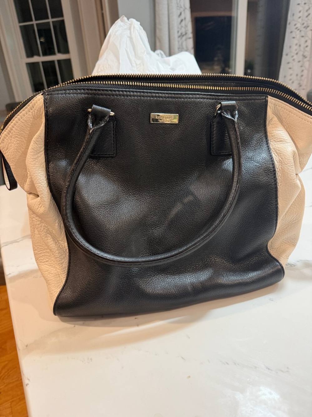 Kate Spade Black and Cream Leather Tote